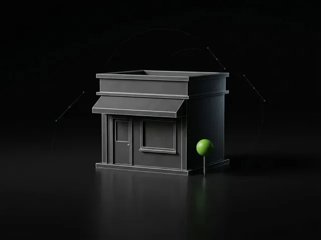 Storefront model with a location pin