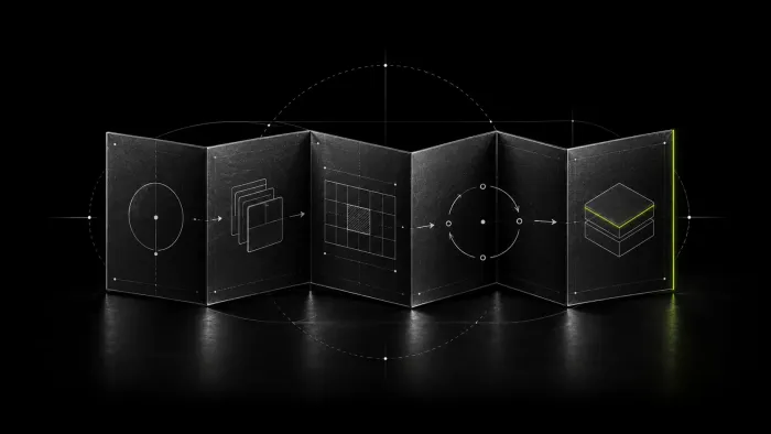 Eight-panel folded timeline of the project process