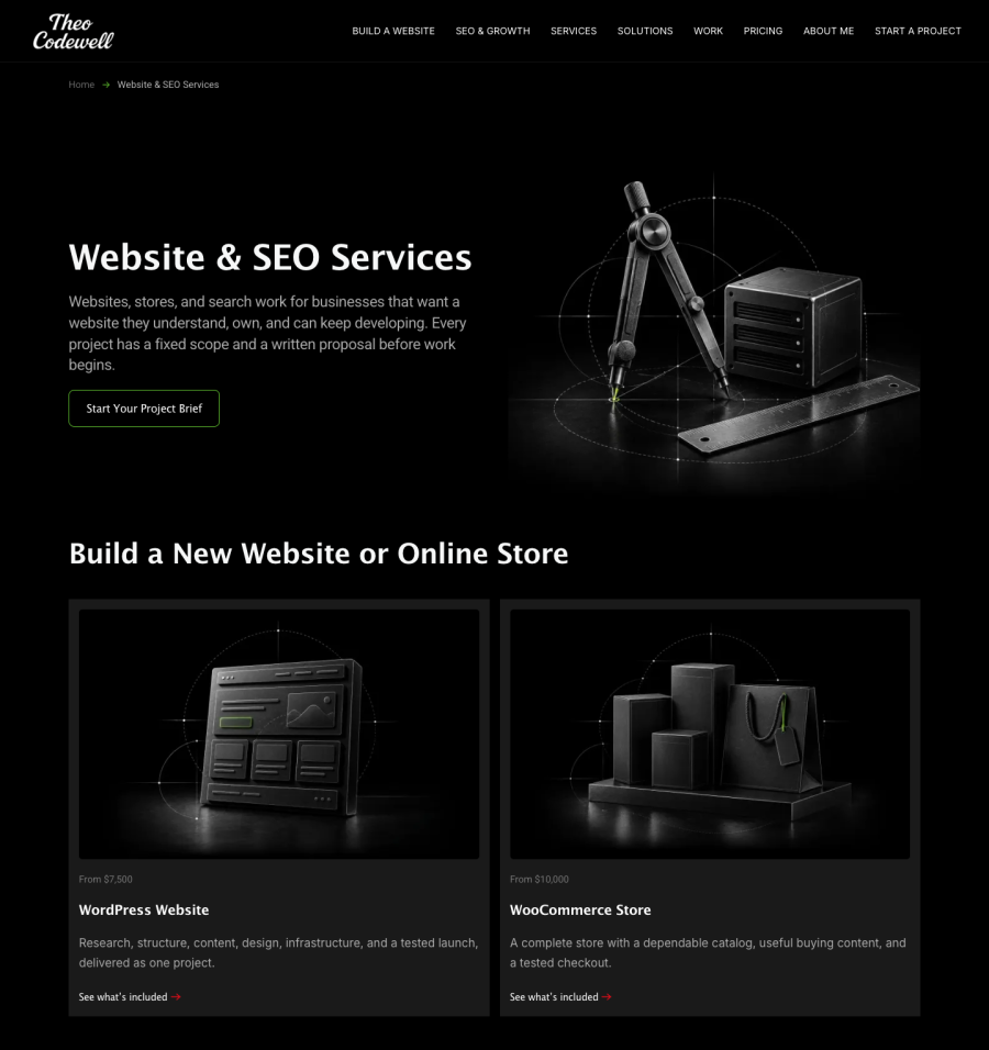 TheoCodeWell services hub page