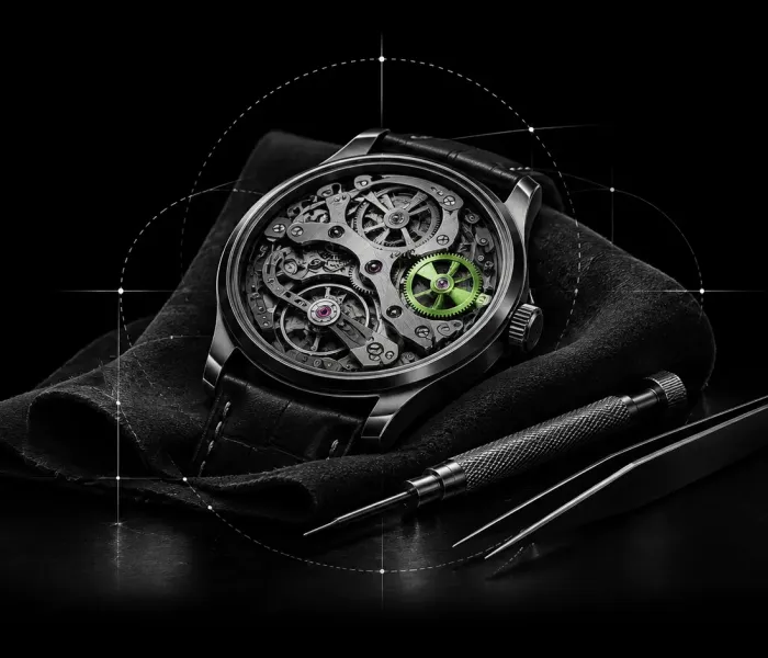Watch movement with precision tools, representing ongoing care