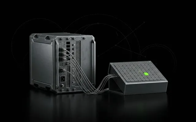 Server module connected to a control console
