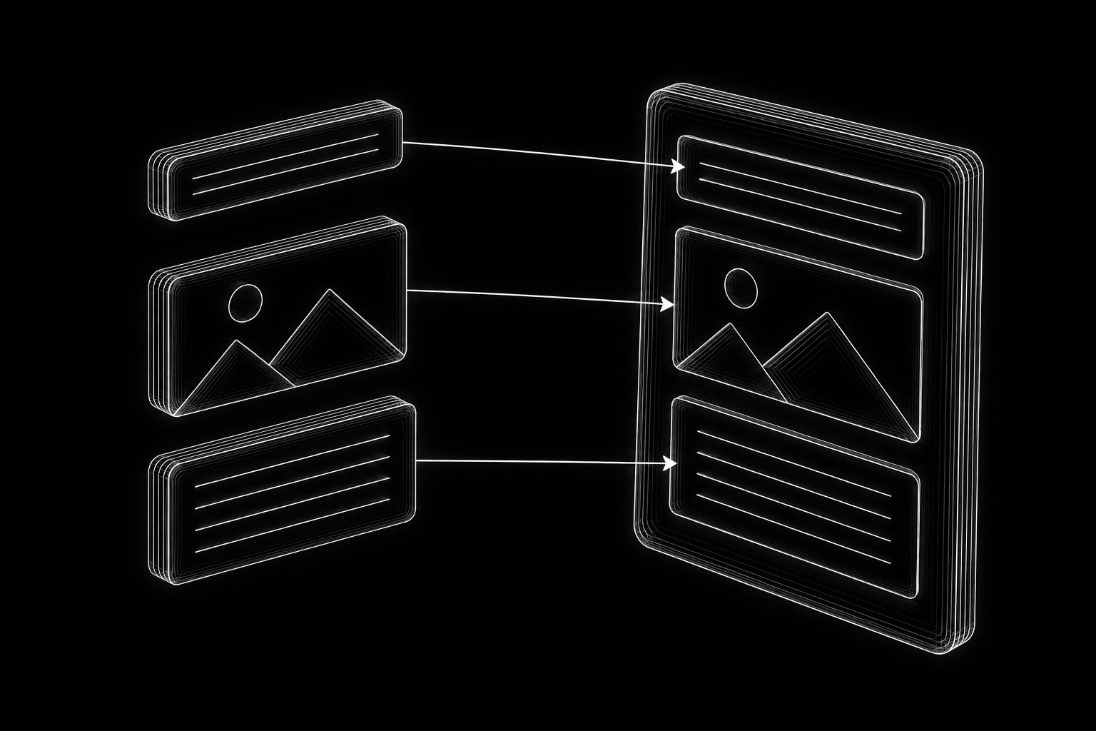 Title, image, and body fields mapped to their corresponding positions in a reusable page template