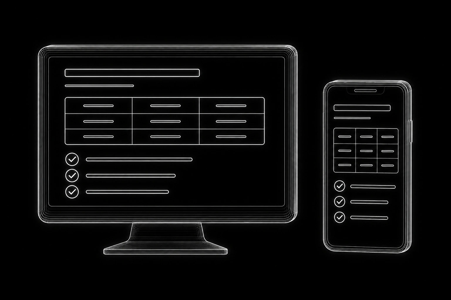 A comparison table and a checklist using consistent visual styles across desktop and mobile layouts